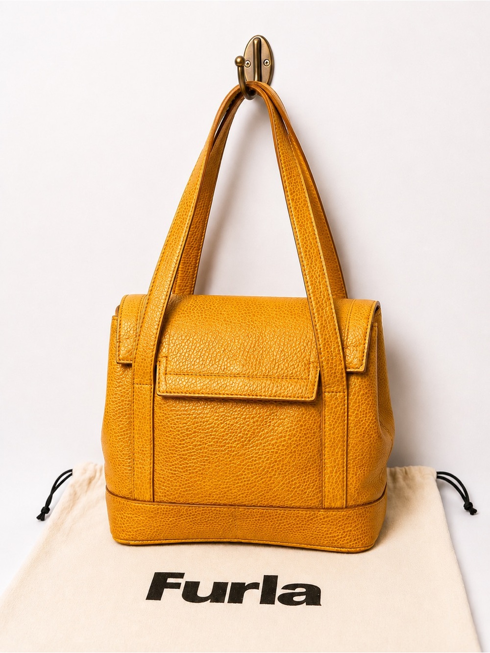 Vintage Furla Honey Pebbled Leather Tote Bag Made in Italy
